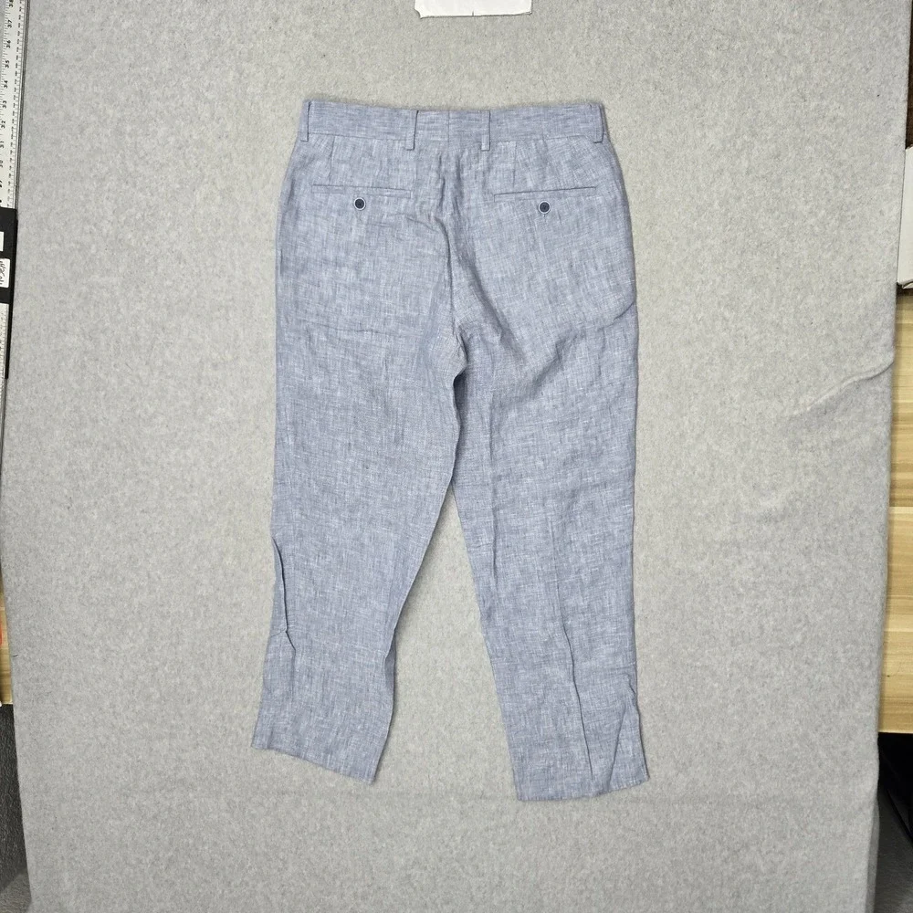 Bar III Men Pants 30W 30L Blue Linen Dress Pants Button Slim 26